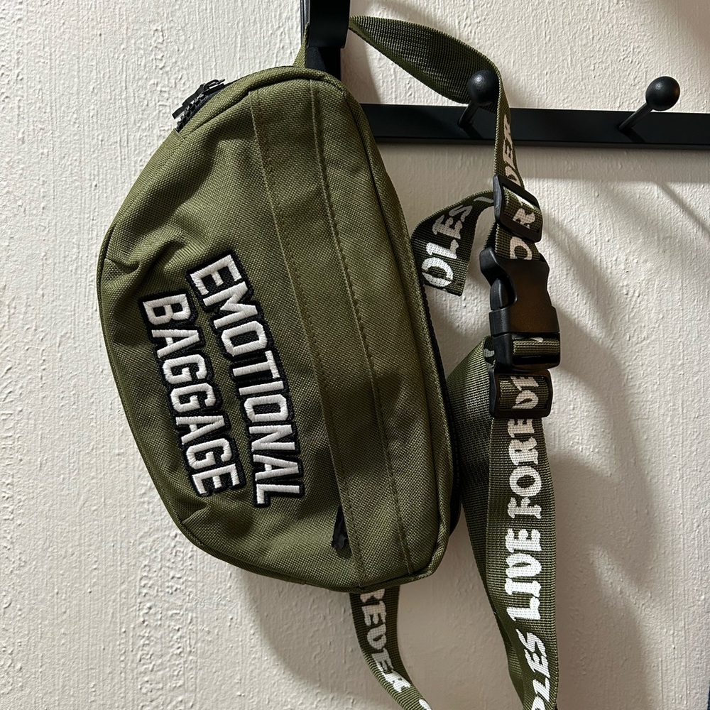 EUC Assholes Live Forever Emotional Baggage Belt Bag Olive Green